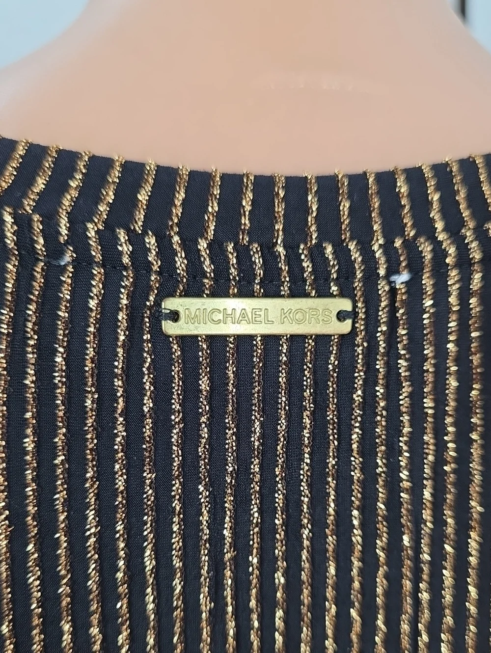 Michael Kors Gold Black Sparkle Metallic Cold Shoulder Top Women's‎ Size 1X